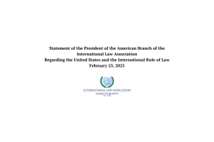 Statement of the President of ABILA Regarding the United States and the International Rule of Law